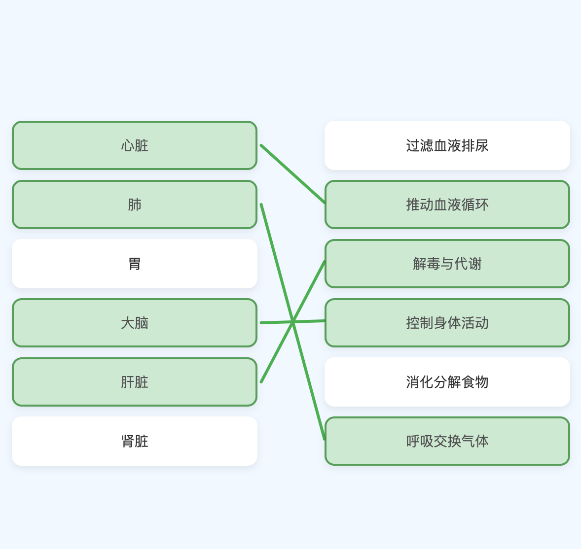 器官功能配对示例